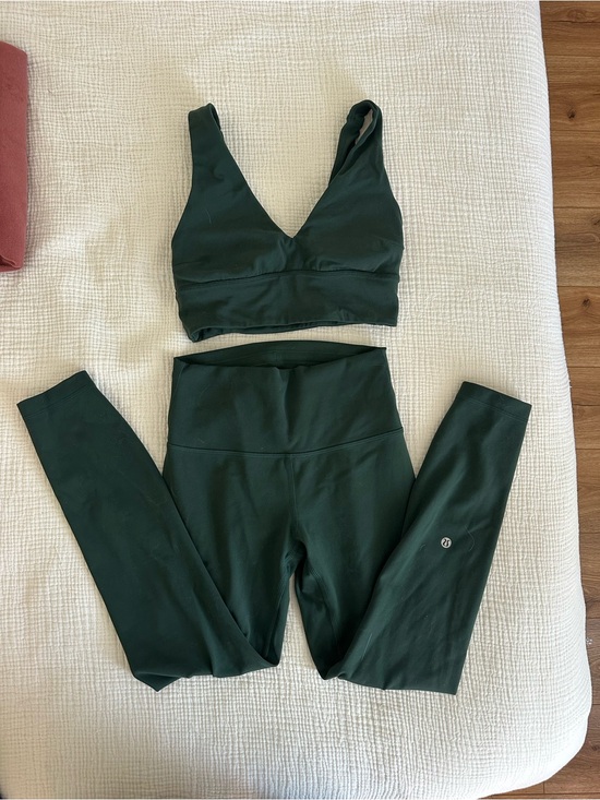 lululemon athletica Other - lululemon athletica Forest Green V‑Neck Sports Bra & High‑Waist Leggings Set